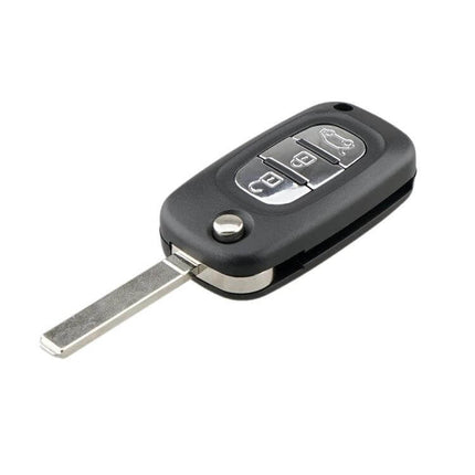 Replacement 3-Button Key Case for Renault Clio and Megane - black replacement key shell with foldable blade