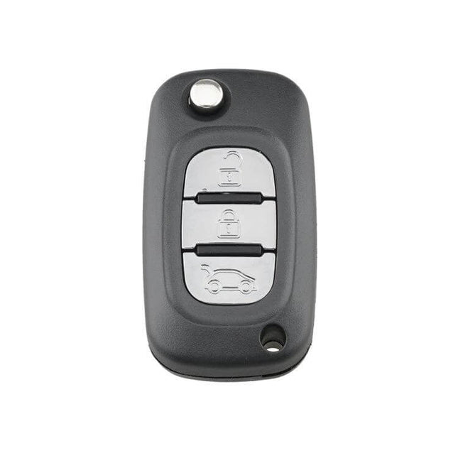 Replacement 3-Button Key Case for Renault Clio and Megane - black replacement key shell with three buttons for lock, unlock and trunk