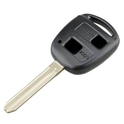 Toyota 2-Button Replacement Car Key Case with Key Blade black replacement shell and metal key blade for worn Toyota fob
