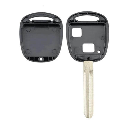 Toyota 2-Button Replacement Car Key Case with Key Blade black shell front and back showing key blade