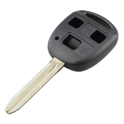 Toyota Replacement Car Key Case with 3 Buttons and Key Blade - black replacement housing with key blade for worn Toyota fobs