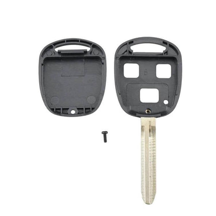 Toyota Replacement Car Key Case with 3 Buttons and Key Blade shown opened with key blade and screw
