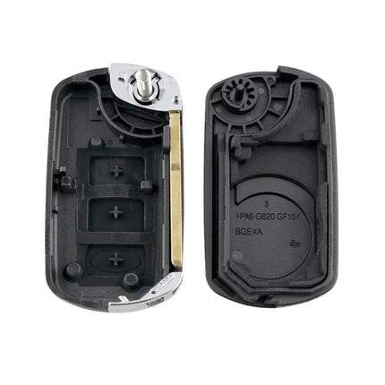 Land Rover Replacement 3-Button Key Case for Range Rover Sport black HU101 key housing shown open with key blade and button slots