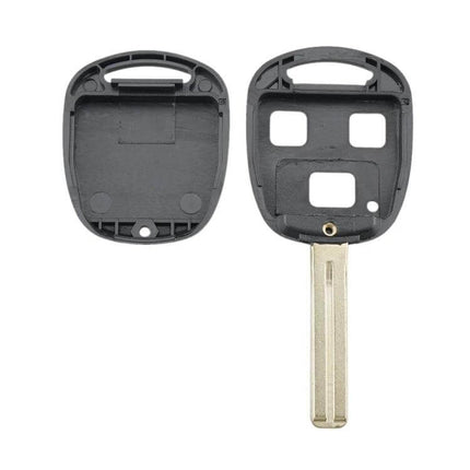 Lexus Replacement 3-Button Car Key Case with Key Blade for Vehicles black replacement shell showing front and back with blank buttons