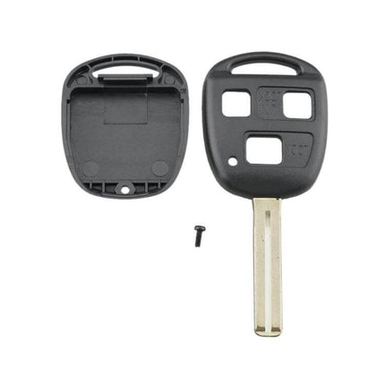 Lexus Replacement 3-Button Car Key Case with Key Blade for Vehicles - black shell and uncut key blade, DIY replacement