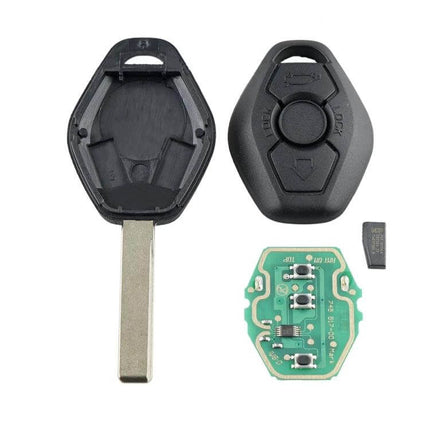 BMW Car Remote Key with Integrated Chip and Battery - replacement shell, PCB and blade for 433MHz vehicles, needs locksmith cutting and professional programming