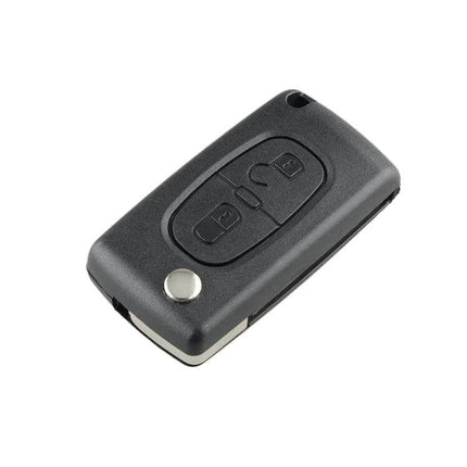 Peugeot 2-Button Remote Key for Vehicle Access Control – black replacement fob with 433MHz chip, requires cutting and programming