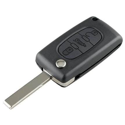Peugeot 3-Button Smart Replacement Remote Key for Vehicles - black 433MHz foldable key fob for DIY replacement