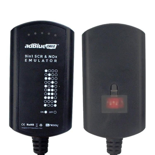 AdBlue Emulator for Daily Truck Maintenance Operations - black 9in1 SCR & NOx emulator device with OBD2 plug for fleet maintenance
