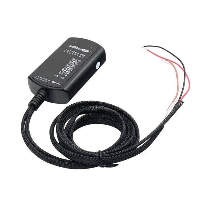 AdBlue Emulator for Daily Truck Maintenance Operations - compact plug-and-play device with braided cable for bypassing AdBlue system during fleet maintenance