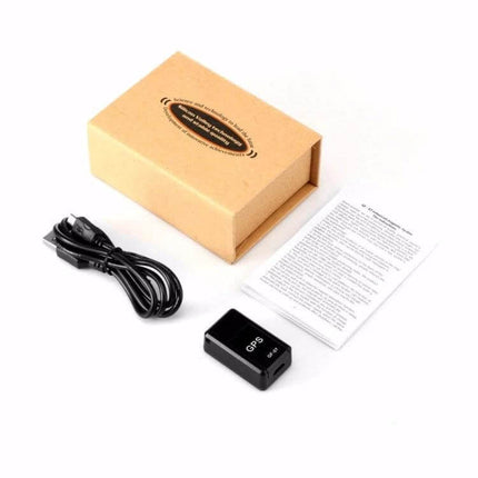 Mini Magnetic GPS Tracker for Real-Time Vehicle Location compact black GPS unit with USB cable, manual and box for vehicle tracking