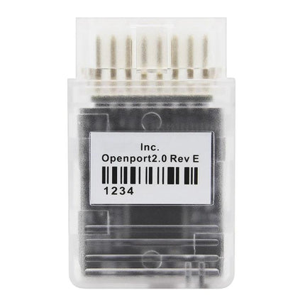 Tactrix OBD2 Scanner for Routine Vehicle Checkups at Home - clear Openport 2.0 OBD2 plug with barcode label for garage diagnostics
