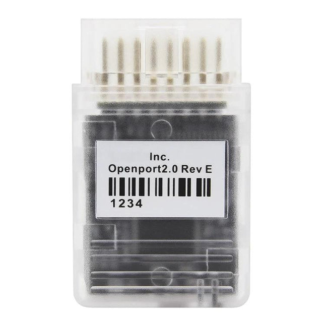 Tactrix OBD2 Scanner for Routine Vehicle Checkups at Home - clear Openport 2.0 OBD2 plug with barcode label for garage diagnostics