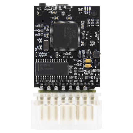 Tactrix OBD2 Scanner for Routine Vehicle Checkups at Home - close-up of Openport 2.0 circuit board and OBD2 connector