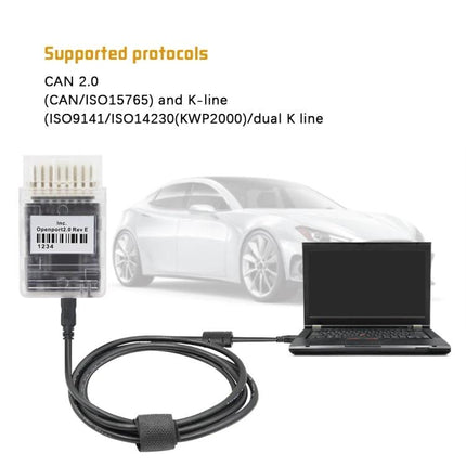Tactrix OBD2 Scanner for Routine Vehicle Checkups at Home with Openport 2.0 connected to laptop showing CAN and K-line support