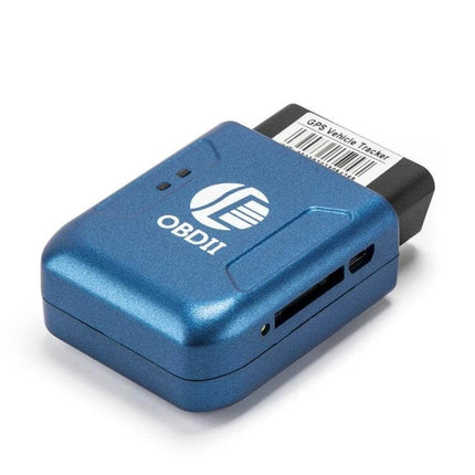 GPS Car Tracker with Vibration Alarm for Vehicle Security - blue OBDII plug-and-play vehicle tracker with real-time location and tamper alerts
