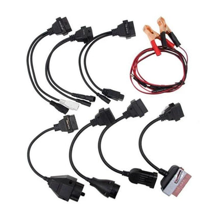 Essential Cables for Routine Car Checks and Maintenance - assorted OBD2 diagnostic cables and clamp leads for home or garage vehicle inspections