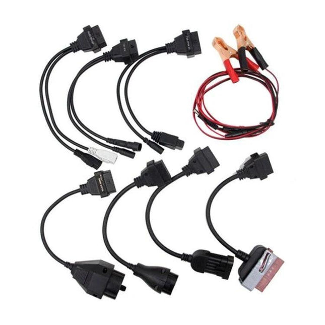 Essential Cables for Routine Car Checks and Maintenance - assorted OBD2 diagnostic cables and clamp leads for home or garage vehicle inspections