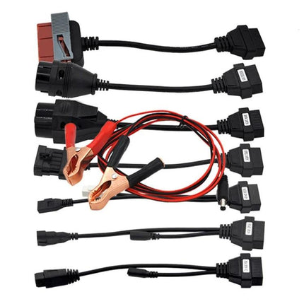 Essential Cables for Routine Car Checks and Maintenance - set of OBD2 diagnostic adapter cables and battery clip leads for home garage vehicle inspections