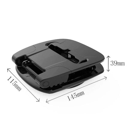 Adjustable Car Dashboard Phone Holder for 3.5 to 6.5 Inch Phones – compact black foldable mount (145×115×39mm) for secure hands-free driving