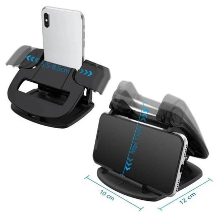 Adjustable Car Dashboard Phone Holder for 3.5 to 6.5 Inch Phones - black adjustable mount for hands-free navigation and secure grip