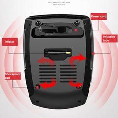 Inflador de neumáticos portátil para automóvil de 12 V: bomba de aire eléctrica RUNDONG con luces LED y kit de herramientas