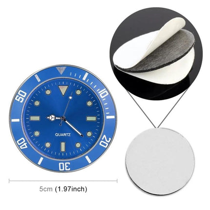 Luminous Clock for Easy Time Checks While Driving - adhesive blue dashboard clock with luminous hands and 5cm diameter
