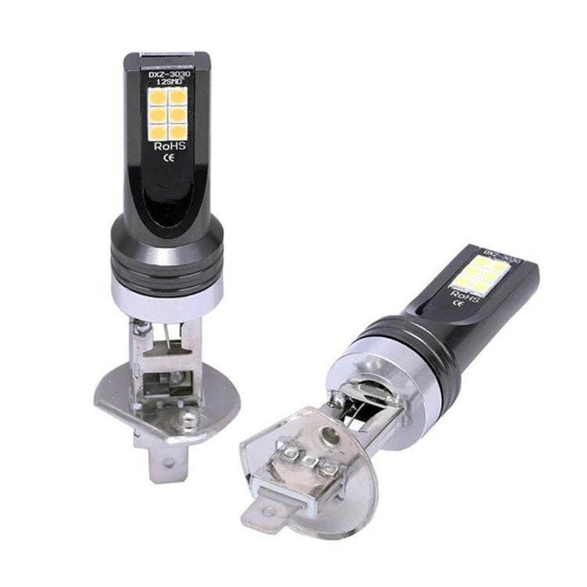 Car LED Fog Light, 3000K Warm Yellow for Foggy Roads - pair of compact LED fog bulbs with warm yellow 3000K beam and simple installation