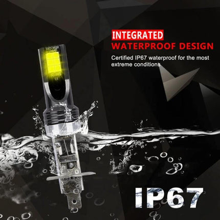 Car LED Fog Light, 3000K Warm Yellow for Foggy Roads - IP67 waterproof integrated design, warm yellow beam for improved visibility in fog