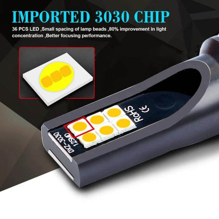 Car LED Fog Light, 3000K Warm Yellow for Foggy Roads showing 3030 LED chips, compact design and low-power fog beam