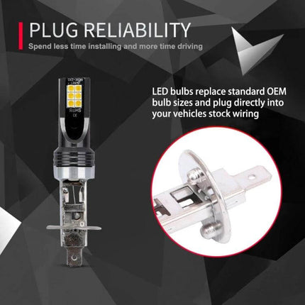 Car LED Fog Light, 3000K Warm Yellow for Foggy Roads - plug-and-play LED bulb showing simple installation and OEM replacement design