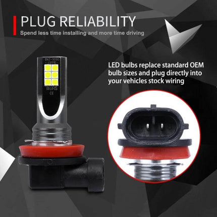 Car LED Fog Light White For Everyday Driving, Easy Install - compact LED fog bulb with plug-in reliability and red gasket fitting