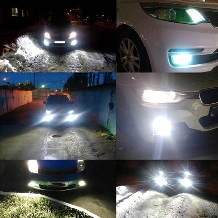Car LED Fog Light White For Everyday Driving, Easy Install - bright white fog beam on multiple cars improving nighttime visibility