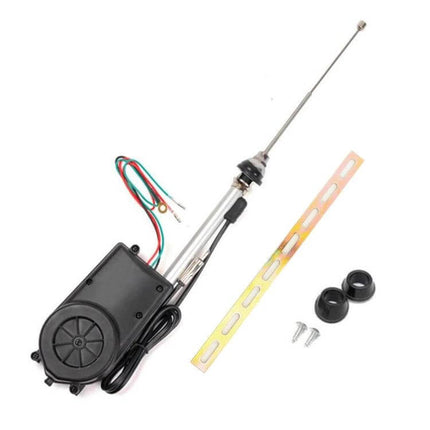 Adjustable Automatic Expansion Car Antenna for AM/FM Radio Use - telescopic antenna kit with motorized base, mounting bracket and wiring for improved reception