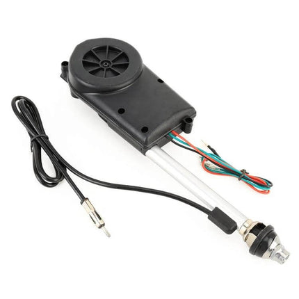 Adjustable Automatic Expansion Car Antenna for AM/FM Radio Use – black automatic expansion antenna with wiring and mounting hardware