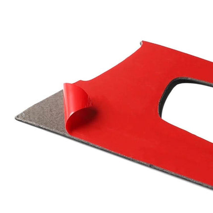 Carbon Fiber Gear Position Panel Sticker for BMW 5 Series G38 2018 - close-up of red-backed adhesive film being peeled from carbon fiber sticker