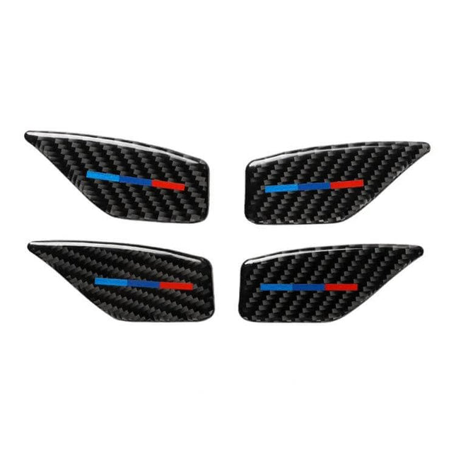 Carbon Fiber Tricolor Decorative Door Handle Stickers for BMW – carbon fiber tricolor stickers for BMW door handles, subtle exterior upgrade, set of 4