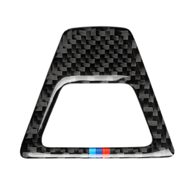 Tricolor Carbon Fiber Warning Light Sticker for BMW 5 Series - carbon fiber trim with blue, light blue and red accents