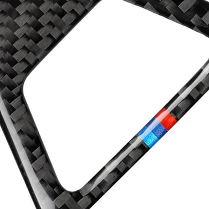Tricolor Carbon Fiber Warning Light Sticker for BMW 5 Series - close-up of carbon fiber texture with red, blue, light-blue stripe accent