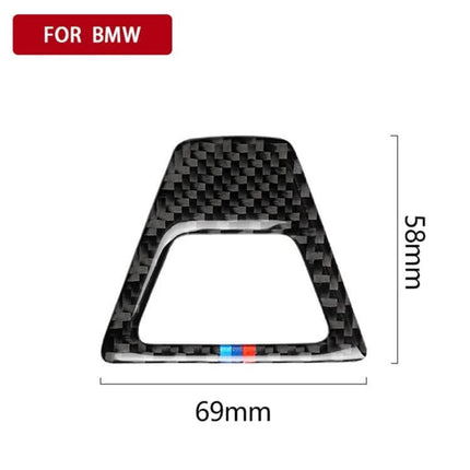 Tricolor Carbon Fiber Warning Light Sticker for BMW 5 Series - carbon fiber trim with red blue stripe, 69mm x 58mm