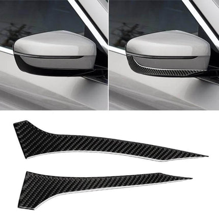 BMW Carbon Fiber Rearview Mirror Decorative Sticker applied to BMW side mirror for subtle carbon fiber interior styling, fits G30 G11 models
