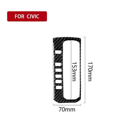 Carbon Fiber Gear Frame Sticker for Honda Civic 2016-2019 - carbon fiber textured gear frame cover with dimensions 170x70mm, 153mm inner opening