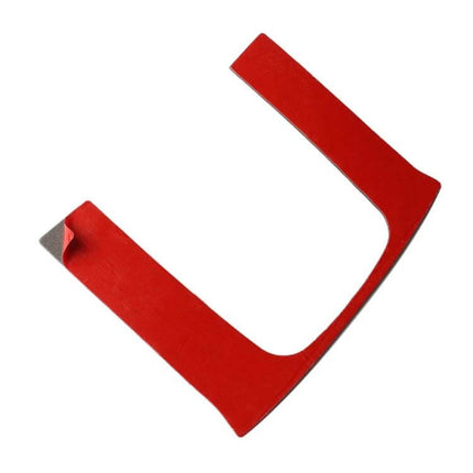 Decorative Carbon Fiber Sticker for Honda Civic Gear Panel red adhesive backing showing peelable film, lightweight trim piece for 2016-2019 models