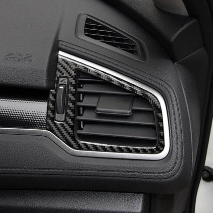 Carbon Fiber Right and Left Air Outlet Sticker for Honda Civic 2016-2019 on driver-side dashboard vent carbon fiber trim