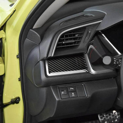 Carbon Fiber Decorative Sticker for Honda Civic 2016-2019 on dashboard trim showing textured carbon fiber panel accent