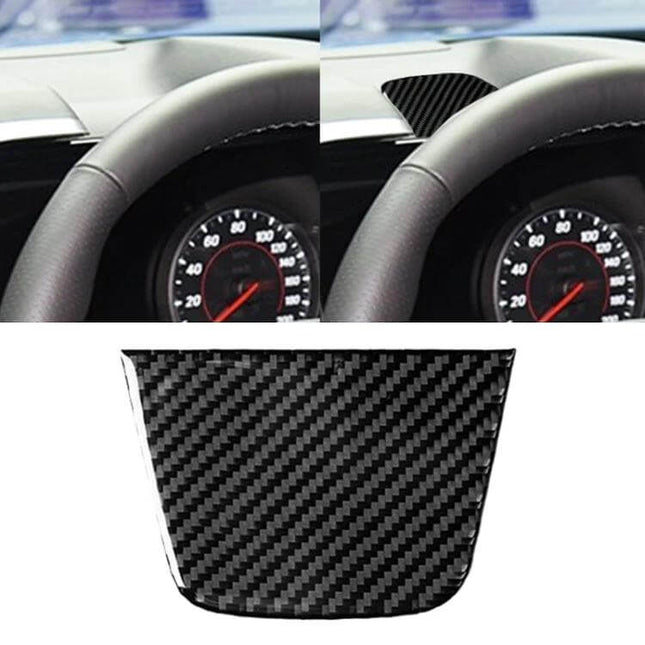 Carbon Fiber Dashboard Sticker for Chevrolet Camaro 2017-2019 — carbon fiber trim piece shown on Camaro dashboard near steering wheel