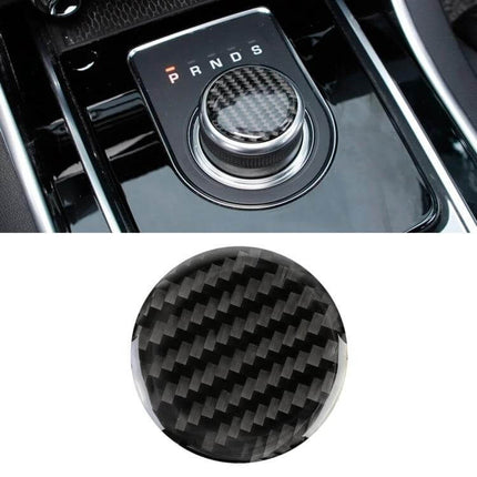 Carbon Fiber Car Gear Decorative Sticker for Jaguar F-PACE shown on rotary gear selector with carbon fiber texture