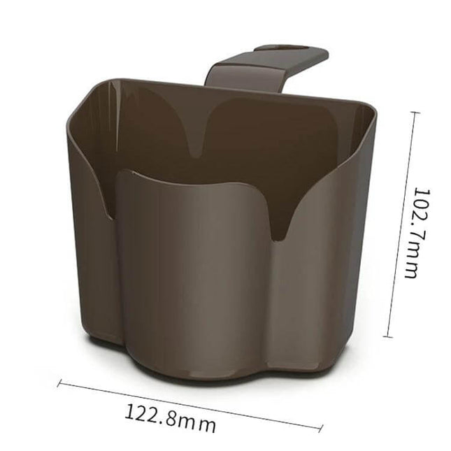 Car Back Seat Hook for Trash Storage and Organization - brown plastic car seat trash bag holder with hook, 122.8mm x 102.7mm compact organizer