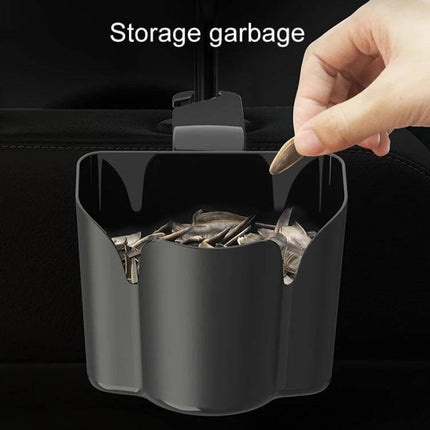 Car Back Seat Hook for Trash Storage and Organization - compact hanging car trash bin for snacks, coins, and small items, keeps backseat tidy