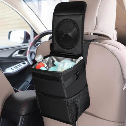 Convenient Car Back Seat Hook Trash Can for Storage - black Oxford hanging car trash bin holding bottles and baby items